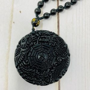 Black Obsidian Yin Yang Pendant adjustable
